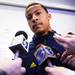Michigan sophomore Trey Burke speaks to the media during a press conference in the Pistons locker room on Tuesday, March 20, 2013 at the Palace in Auburn Hills.  Melanie Maxwell I AnnArbor.com